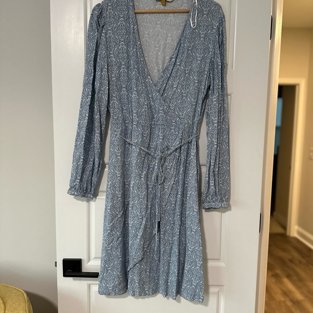 NWOT DownEast Blue Long Sleeve Wrap Dress